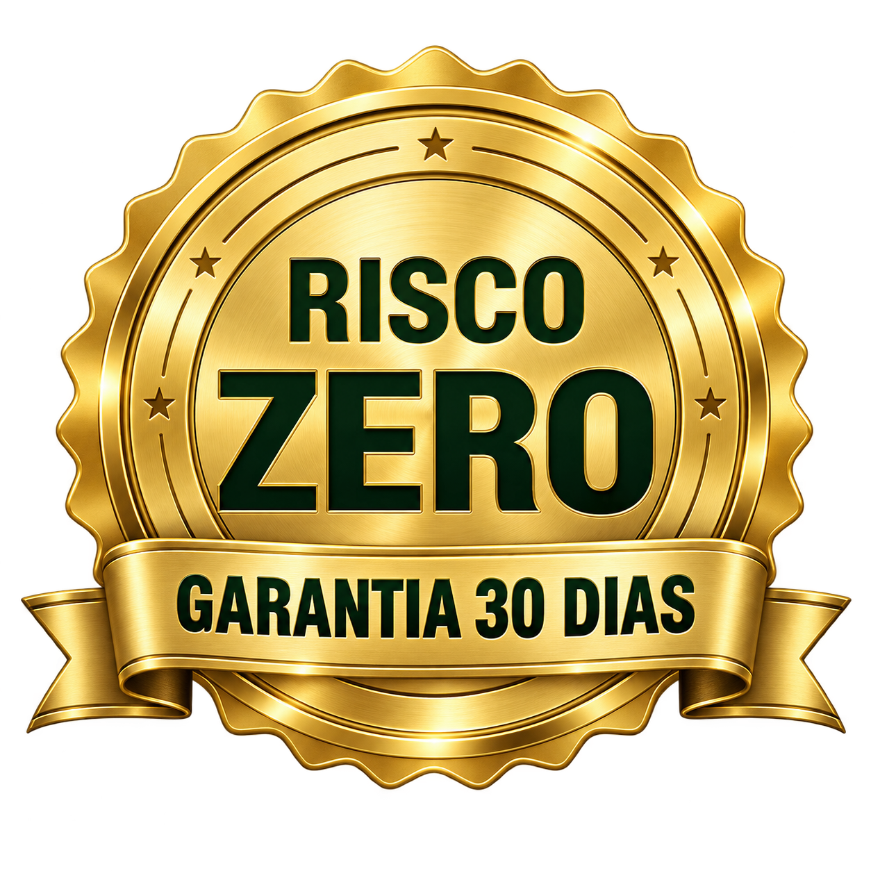 Selo dourado Risco Zero — Garantia 30 dias
